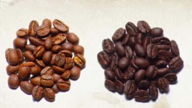 Espresso and coffee beans